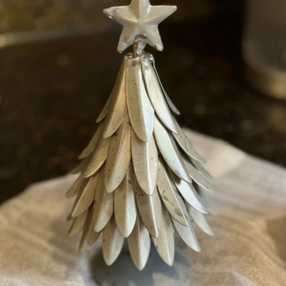 NEW 7.25" Pottery Barn Galvanized Tree with Star | Small Metal Christmas Trees